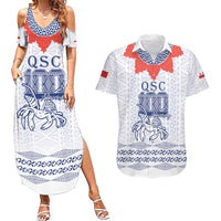 Queen Salote College 100 Years Anniversary Personalized Couples Matching Summer Maxi Dress and Hawaiian Shirt Tonga QSC White - Polynesian Pride