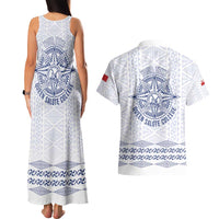 Queen Salote College 100 Years Anniversary Personalized Couples Matching Tank Maxi Dress and Hawaiian Shirt Tonga QSC White - Polynesian Pride