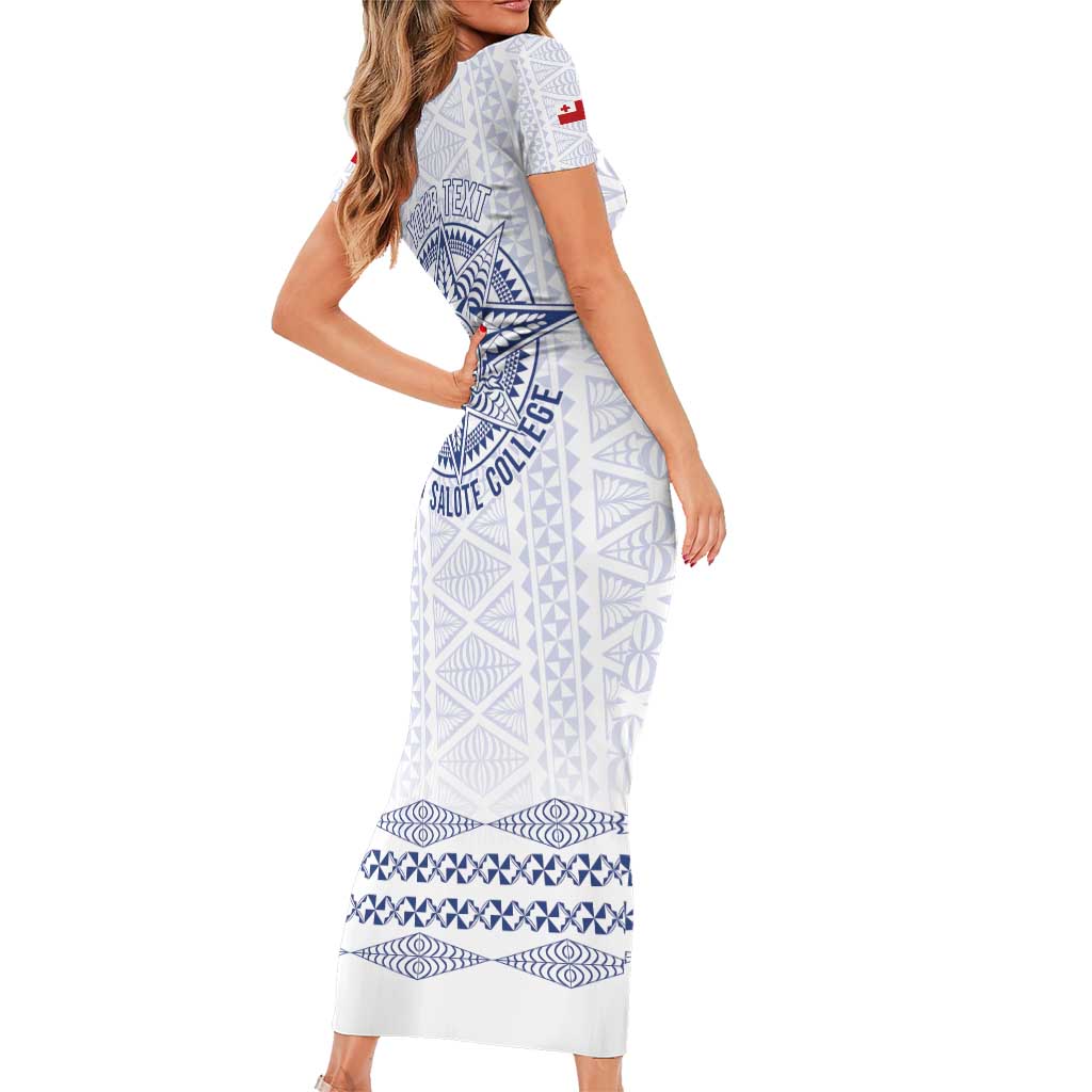 Queen Salote College 100 Years Anniversary Personalized Family Matching Short Sleeve Bodycon Dress and Hawaiian Shirt Tonga QSC White - Polynesian Pride