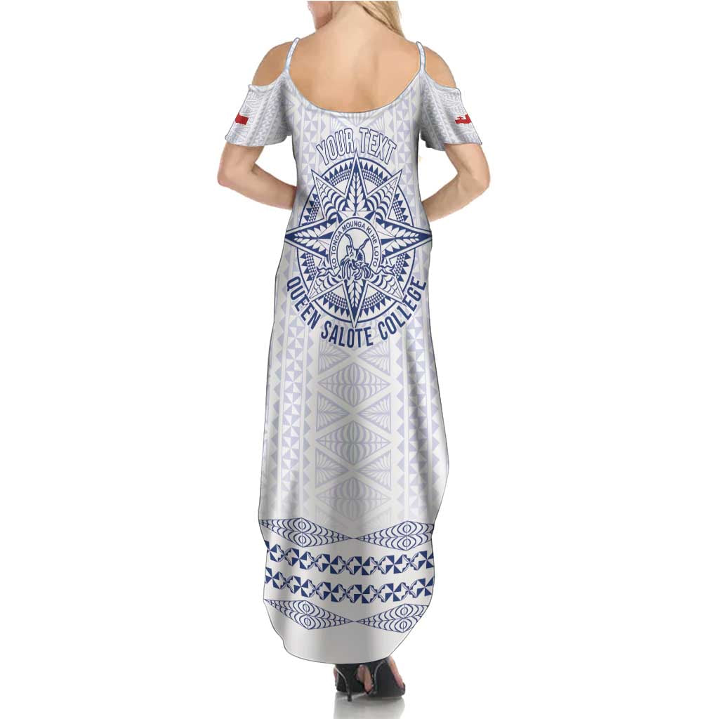 Queen Salote College 100 Years Anniversary Personalized Family Matching Summer Maxi Dress and Hawaiian Shirt Tonga QSC White - Polynesian Pride