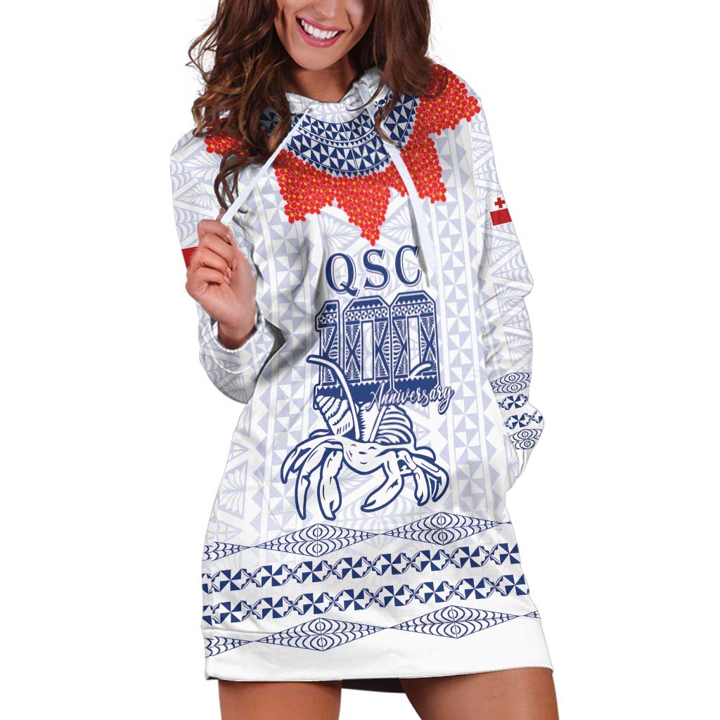 Queen Salote College 100 Years Anniversary Personalized Hoodie Dress Tonga QSC White - Polynesian Pride