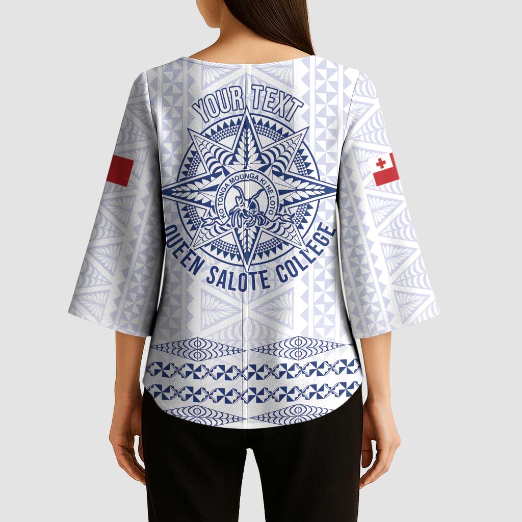 Queen Salote College 100 Years Anniversary Personalized Kimono Sleeve Blouse Tonga QSC White - Polynesian Pride
