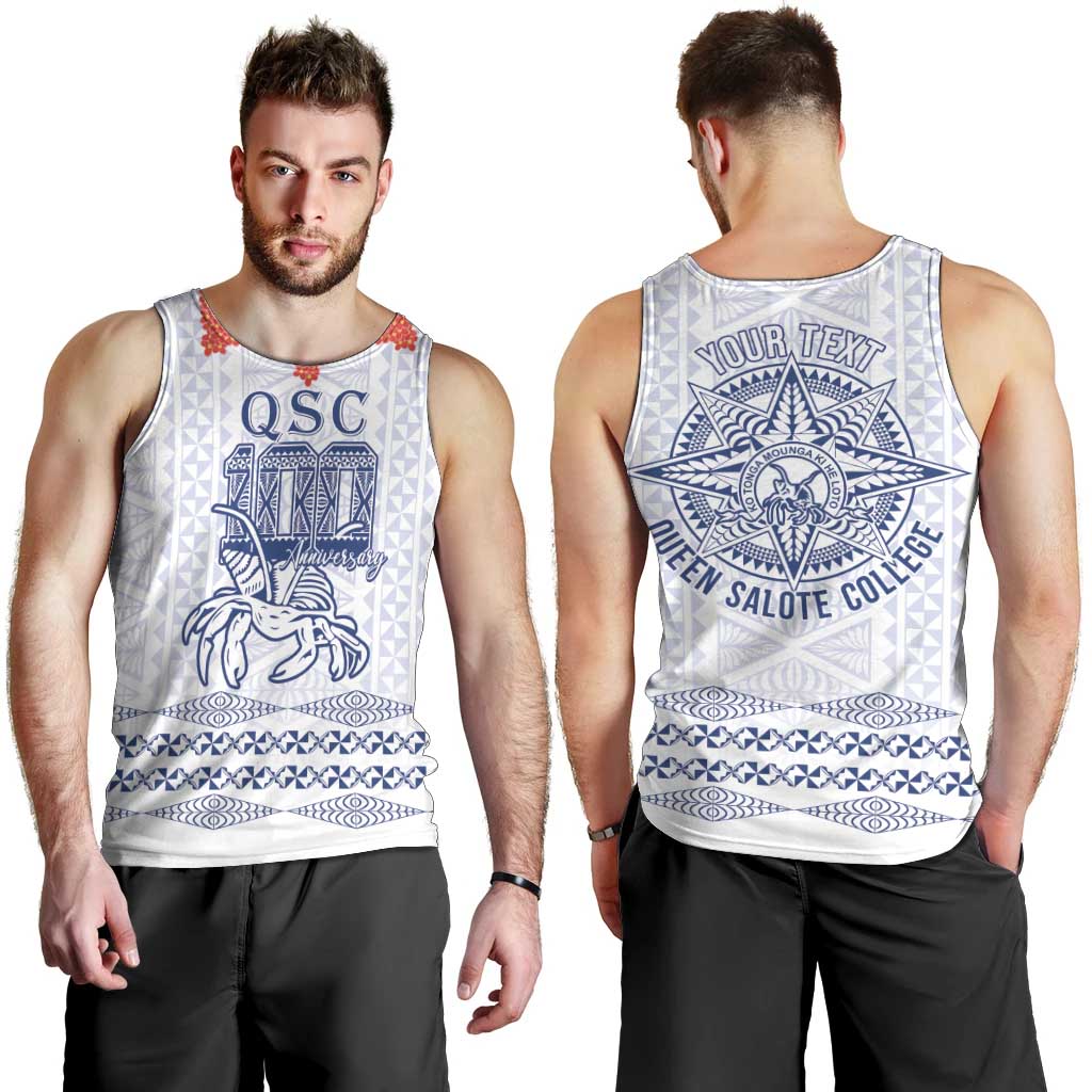 Queen Salote College 100 Years Anniversary Personalized Men Tank Top Tonga QSC White - Polynesian Pride