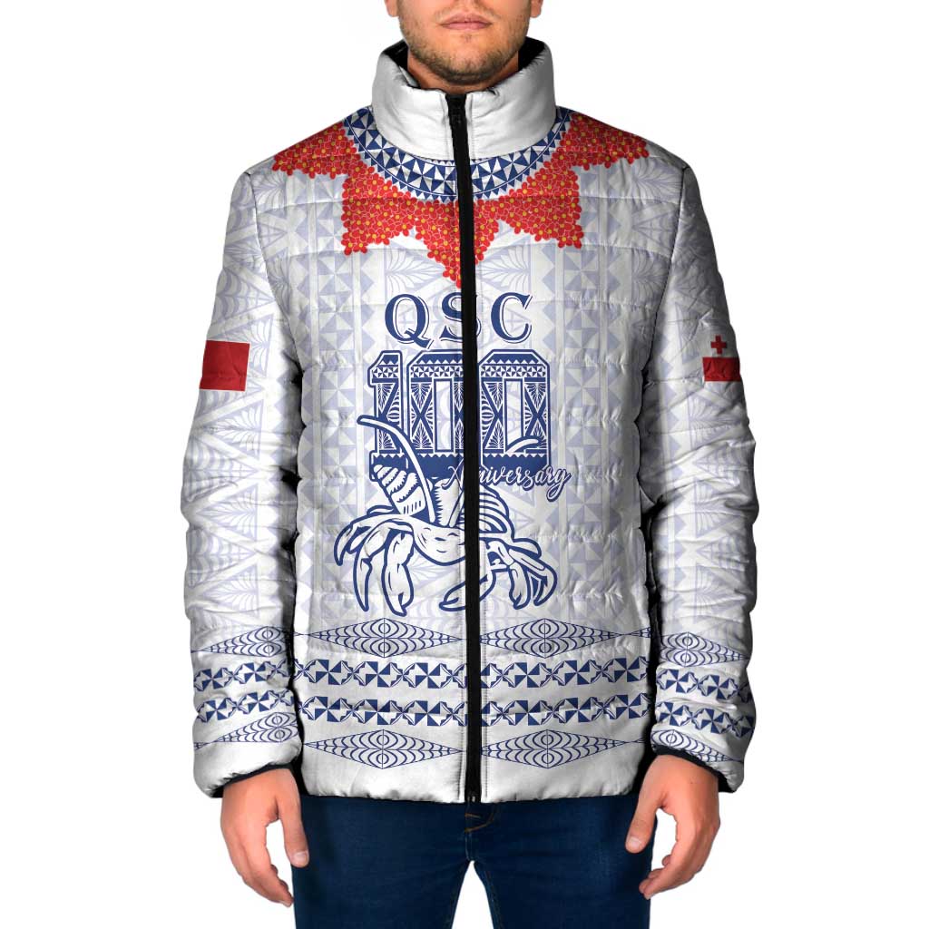 Queen Salote College 100 Years Anniversary Personalized Padded Jacket Tonga QSC White - Polynesian Pride
