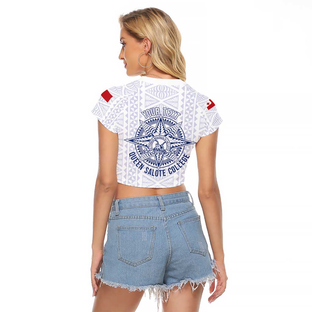 Queen Salote College 100 Years Anniversary Personalized Raglan Cropped T Shirt Tonga QSC White - Polynesian Pride