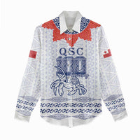 Queen Salote College 100 Years Anniversary Personalized Women Casual Shirt Tonga QSC White - Polynesian Pride