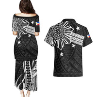Personalised Philippines Couples Matching Puletasi Dress and Hawaiian Shirt Tribal Sun LT7 - Polynesian Pride