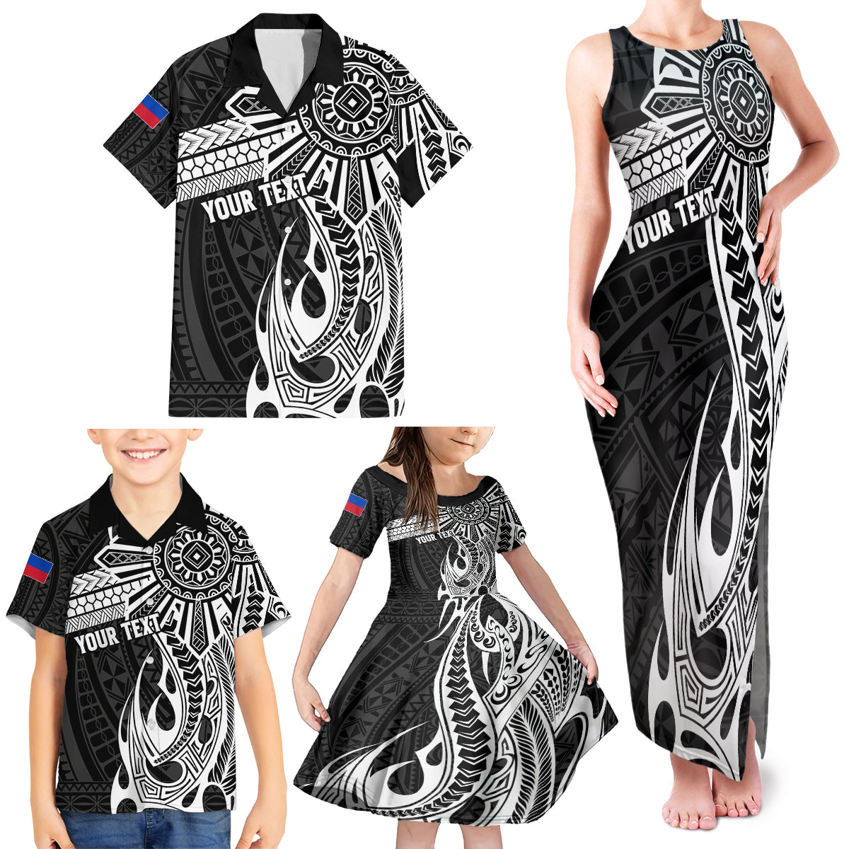 Personalised Philippines Family Matching Tank Maxi Dress and Hawaiian Shirt Tribal Sun LT7 - Polynesian Pride
