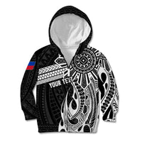 Personalised Philippines Kid Hoodie Tribal Sun LT7 Zip Hoodie Black - Polynesian Pride