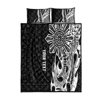 Personalised Philippines Quilt Bed Set Tribal Sun LT7 Black - Polynesian Pride