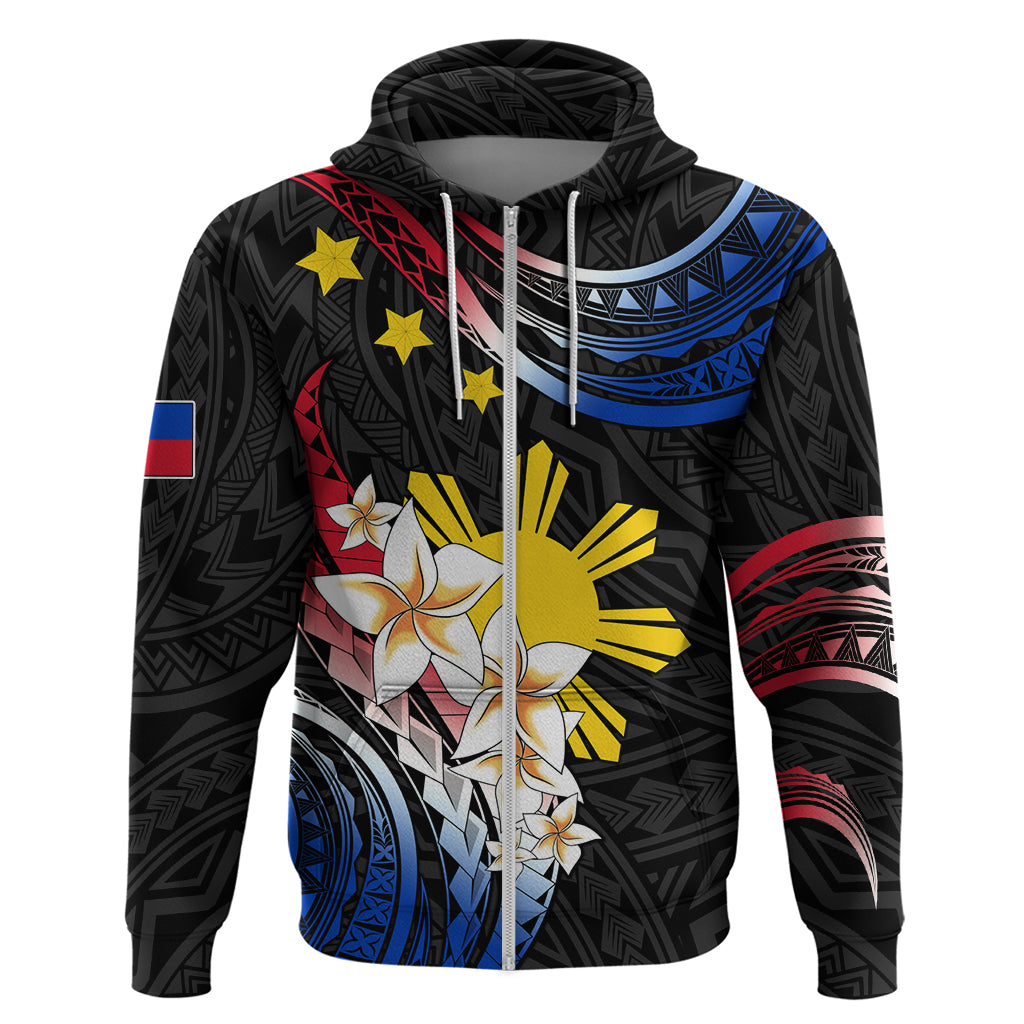 Personalised Philippines Tribal Hoodie Mix Plumeria - Flag Colors LT7 - Polynesian Pride