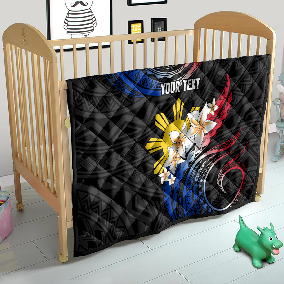 Personalised Philippines Tribal Quilt Mix Plumeria - Flag Colors LT7 - Polynesian Pride