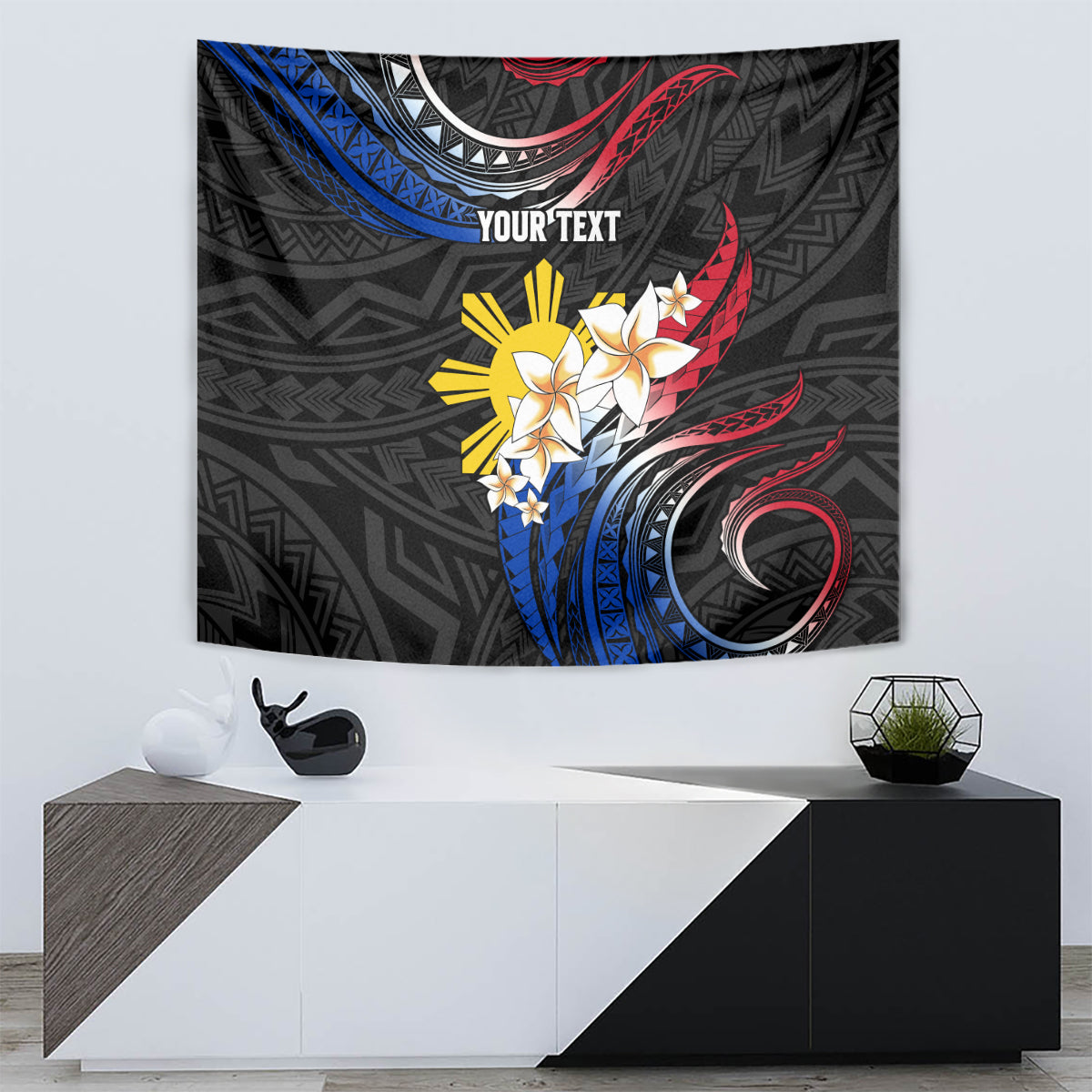 Personalised Philippines Tribal Tapestry Mix Plumeria - Flag Colors LT7 - Polynesian Pride