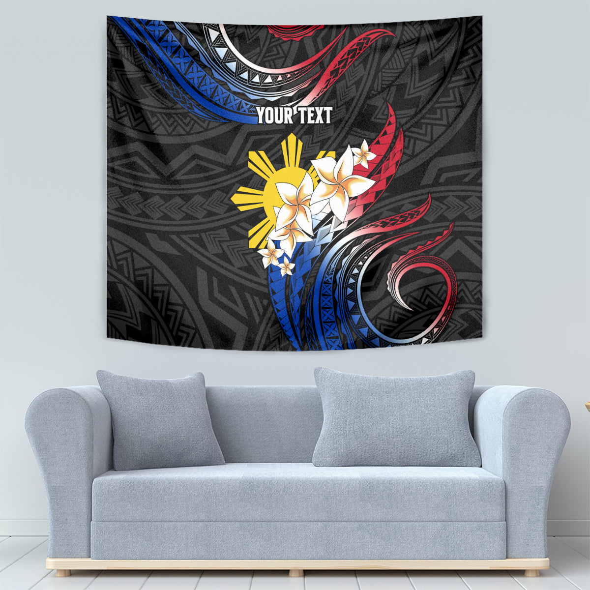 Personalised Philippines Tribal Tapestry Mix Plumeria - Flag Colors LT7 - Polynesian Pride
