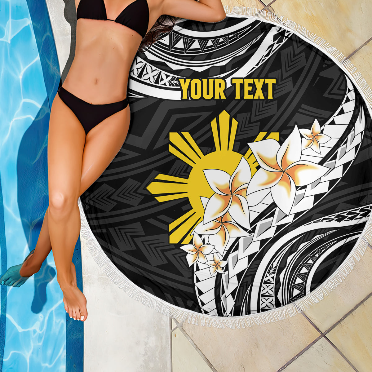 Personalised Philippines Tribal Beach Blanket Mix Plumeria LT7 - Polynesian Pride