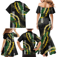 Hawaii Aloha Kakau Family Matching Mermaid Dress and Hawaiian Shirt Puakenikeni and Maile Lei Twist LT7 - Polynesian Pride