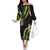 Hawaii Aloha Kakau Family Matching Off The Shoulder Long Sleeve Dress and Hawaiian Shirt Puakenikeni and Maile Lei Twist