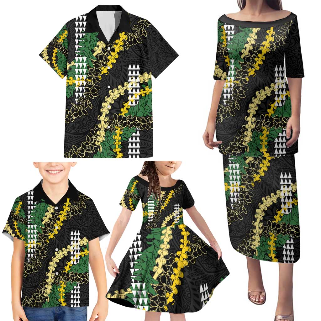 Hawaii Aloha Kakau Family Matching Puletasi and Hawaiian Shirt Puakenikeni and Maile Lei Twist LT7 - Polynesian Pride