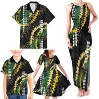 Hawaii Aloha Kakau Family Matching Tank Maxi Dress and Hawaiian Shirt Puakenikeni and Maile Lei Twist LT7 - Polynesian Pride