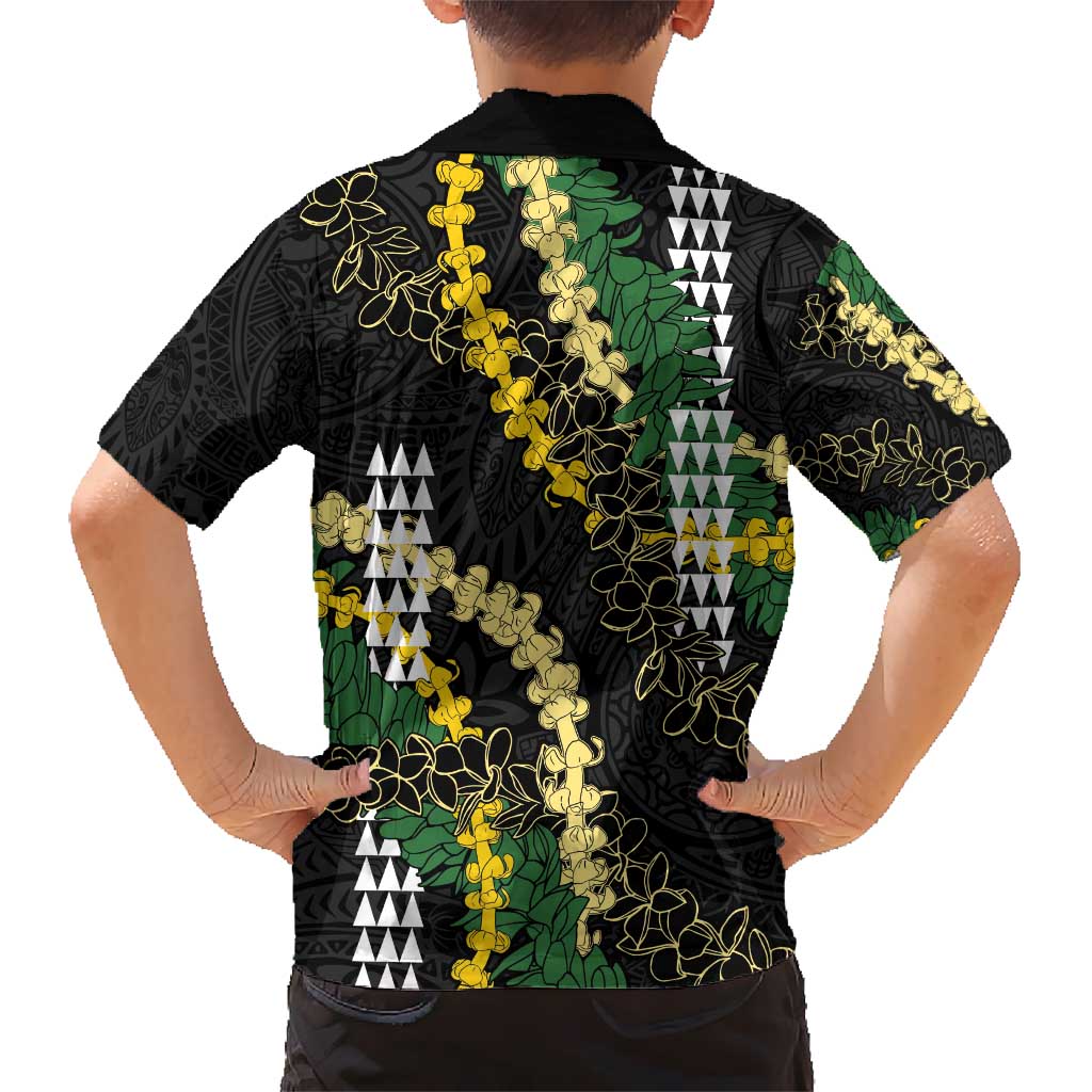 Hawaii Aloha Kakau Kid Hawaiian Shirt Puakenikeni and Maile Lei Twist LT7 - Polynesian Pride
