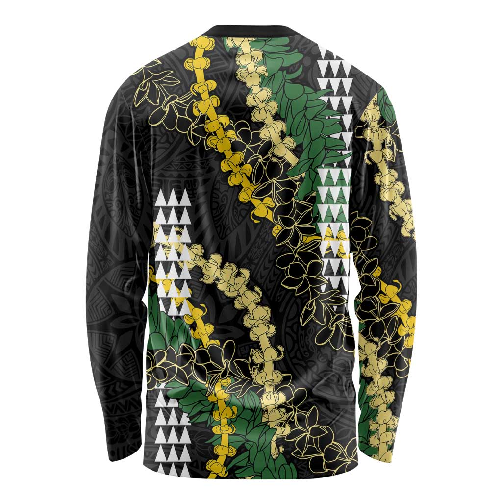 Hawaii Aloha Kakau Long Sleeve Shirt Puakenikeni and Maile Lei Twist LT7 - Polynesian Pride
