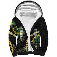Hawaii Aloha Kakau Sherpa Hoodie Puakenikeni and Maile Lei Twist LT7 Unisex Black - Polynesian Pride