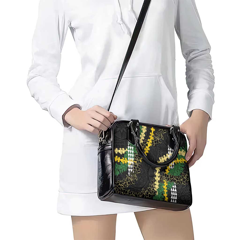 Hawaii Aloha Kakau Shoulder Handbag Puakenikeni and Maile Lei Twist