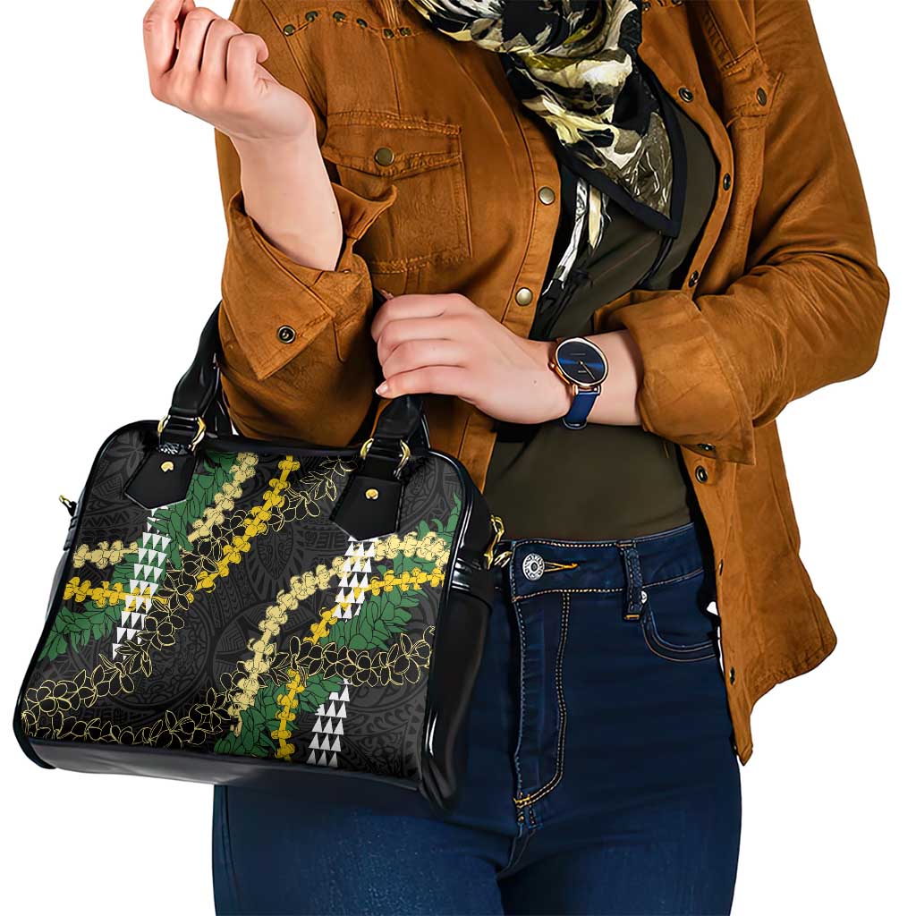 Hawaii Aloha Kakau Shoulder Handbag Puakenikeni and Maile Lei Twist