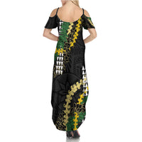 Hawaii Aloha Kakau Summer Maxi Dress Puakenikeni and Maile Lei Twist LT7 - Polynesian Pride
