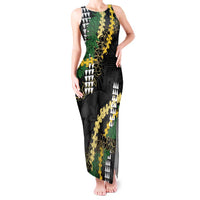 Hawaii Aloha Kakau Tank Maxi Dress Puakenikeni and Maile Lei Twist LT7 Women Black - Polynesian Pride