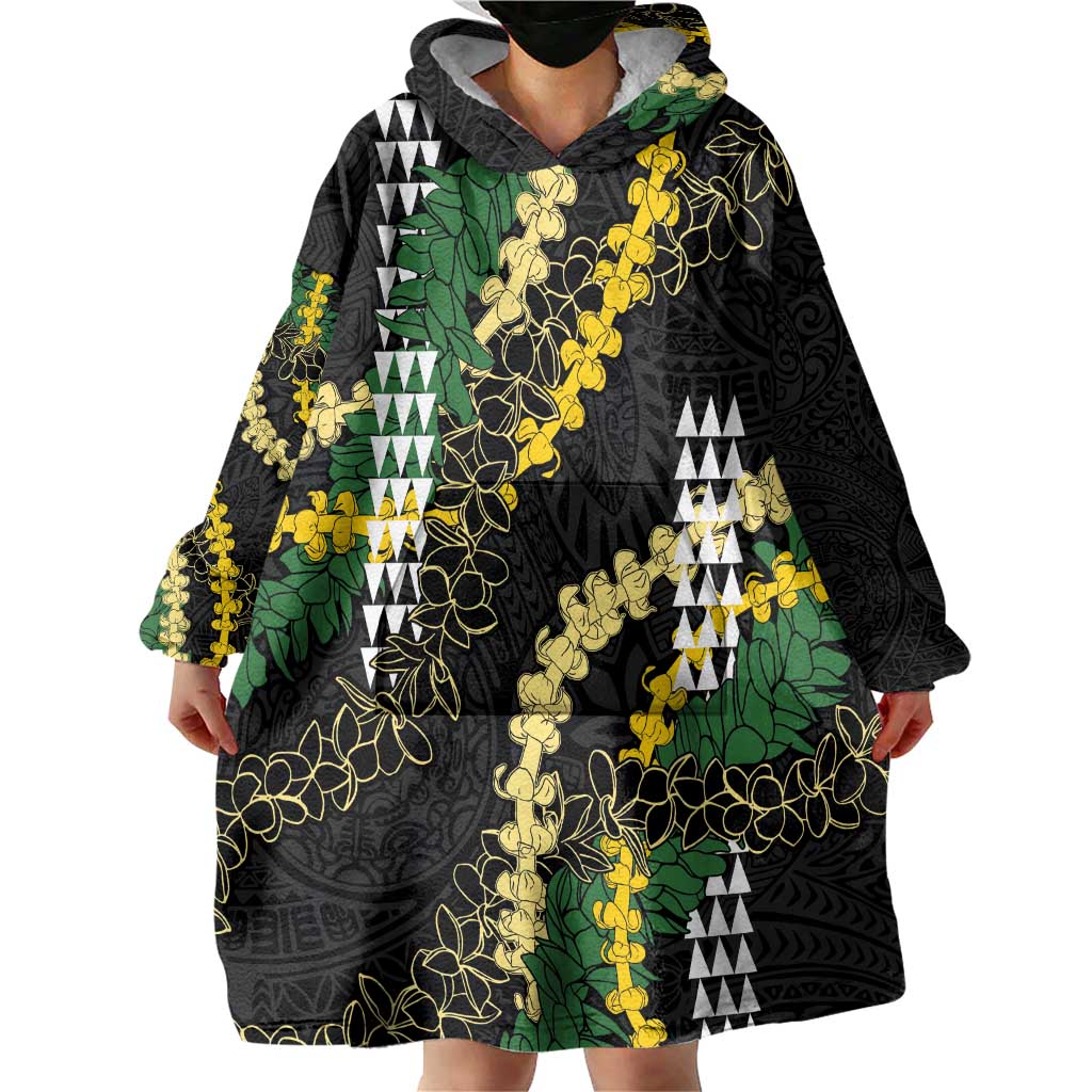 Hawaii Aloha Kakau Wearable Blanket Hoodie Puakenikeni and Maile Lei Twist LT7 - Polynesian Pride