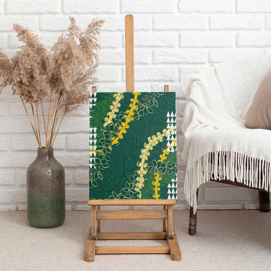Hawaii Aloha Kakau Canvas Wall Art Green Puakenikeni and Maile Lei Twist LT7 - Polynesian Pride