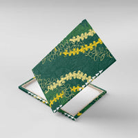 Hawaii Aloha Kakau Canvas Wall Art Green Puakenikeni and Maile Lei Twist LT7 With Frame Green - Polynesian Pride