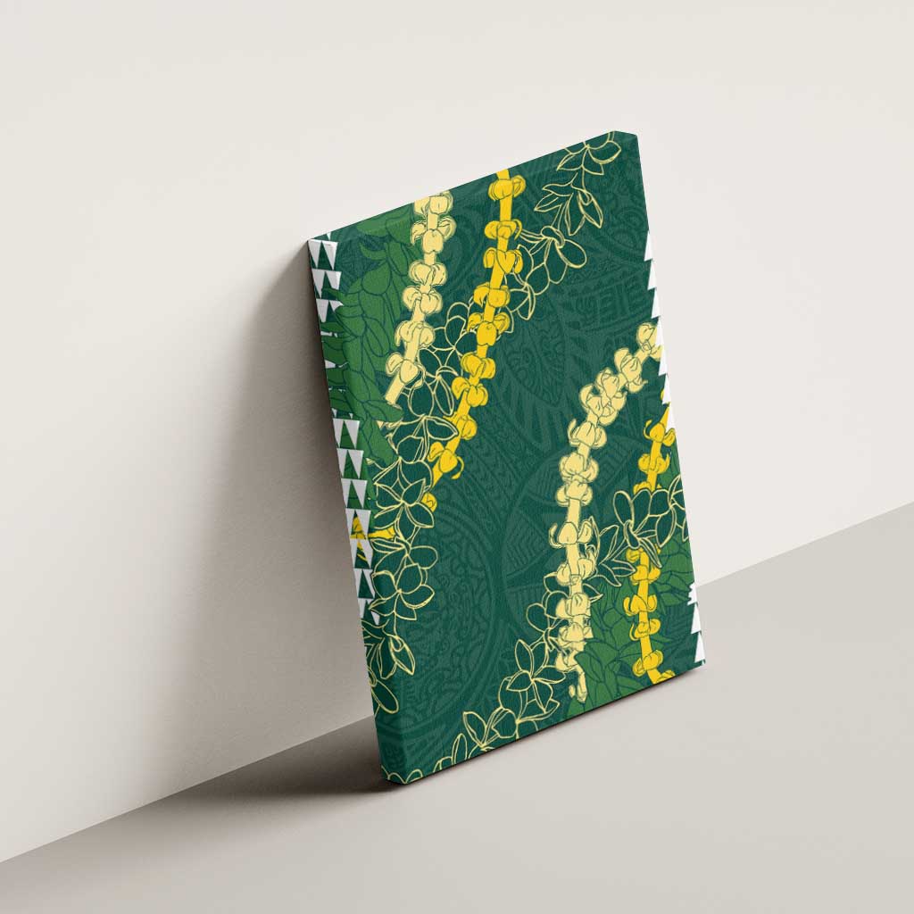 Hawaii Aloha Kakau Canvas Wall Art Green Puakenikeni and Maile Lei Twist LT7 - Polynesian Pride
