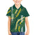 Hawaii Aloha Kakau Family Matching Off The Shoulder Long Sleeve Dress and Hawaiian Shirt Green Puakenikeni and Maile Lei Twist