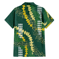 Hawaii Aloha Kakau Family Matching Puletasi and Hawaiian Shirt Green Puakenikeni and Maile Lei Twist LT7 - Polynesian Pride
