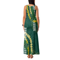 Hawaii Aloha Kakau Family Matching Tank Maxi Dress and Hawaiian Shirt Green Puakenikeni and Maile Lei Twist LT7 - Polynesian Pride