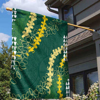 Hawaii Aloha Kakau Garden Flag Green Puakenikeni and Maile Lei Twist LT7 - Polynesian Pride