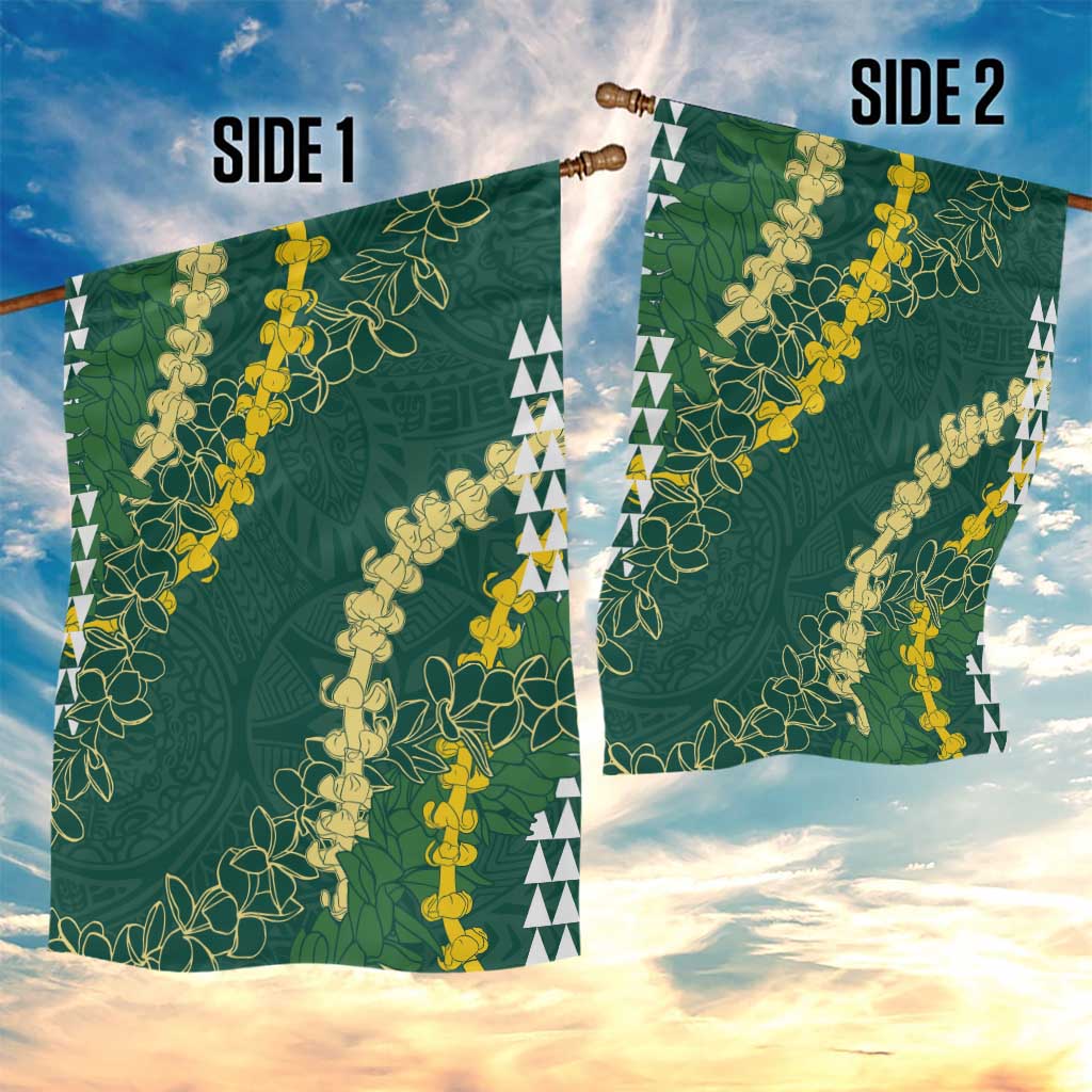 Hawaii Aloha Kakau Garden Flag Green Puakenikeni and Maile Lei Twist LT7 - Polynesian Pride