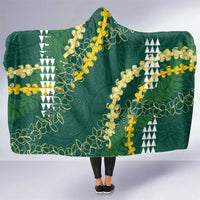 Hawaii Aloha Kakau Hooded Blanket Green Puakenikeni and Maile Lei Twist LT7 One Size Green - Polynesian Pride