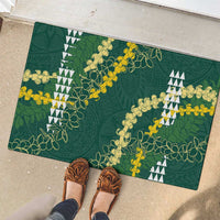 Hawaii Aloha Kakau Rubber Doormat Green Puakenikeni and Maile Lei Twist LT7 - Polynesian Pride