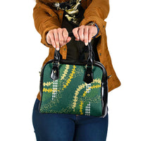 Hawaii Aloha Kakau Shoulder Handbag Green Puakenikeni and Maile Lei Twist LT7 One Size Green - Polynesian Pride