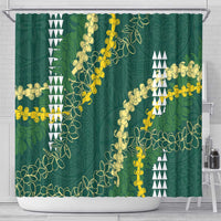 Hawaii Aloha Kakau Shower Curtain Green Puakenikeni and Maile Lei Twist LT7 - Polynesian Pride