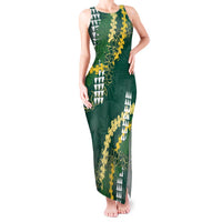 Hawaii Aloha Kakau Tank Maxi Dress Green Puakenikeni and Maile Lei Twist LT7 Women Green - Polynesian Pride