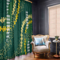 Hawaii Aloha Kakau Window Curtain Green Puakenikeni and Maile Lei Twist LT7 - Polynesian Pride