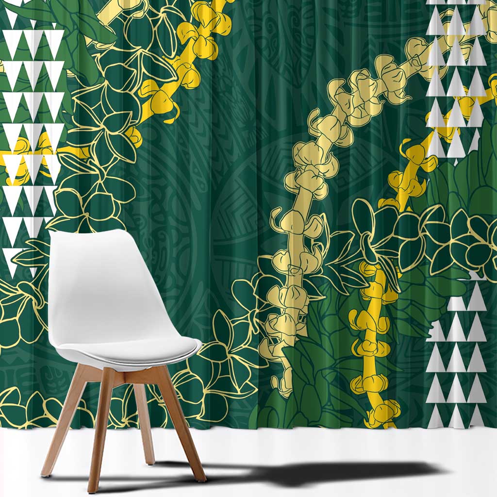 Hawaii Aloha Kakau Window Curtain Green Puakenikeni and Maile Lei Twist LT7 - Polynesian Pride