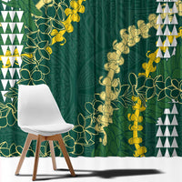 Hawaii Aloha Kakau Window Curtain Green Puakenikeni and Maile Lei Twist LT7 - Polynesian Pride
