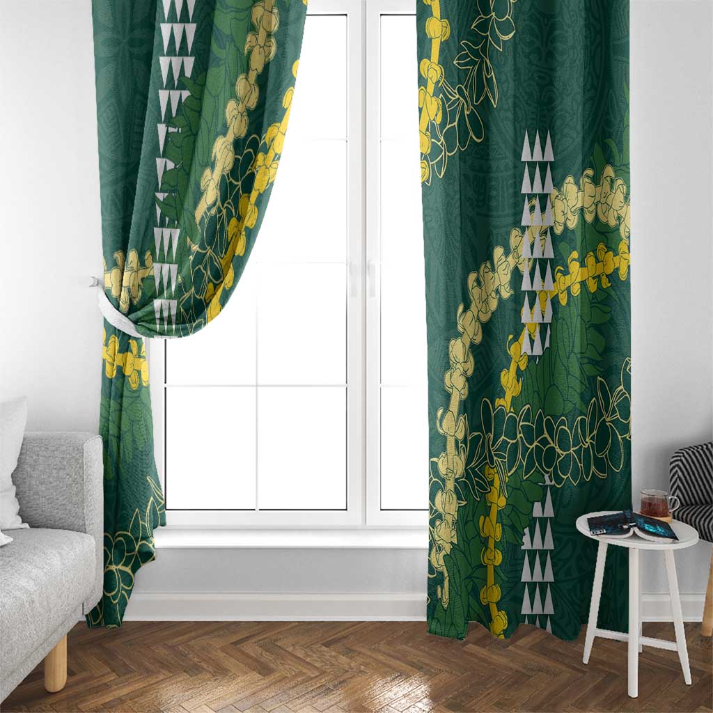 Hawaii Aloha Kakau Window Curtain Green Puakenikeni and Maile Lei Twist LT7 - Polynesian Pride
