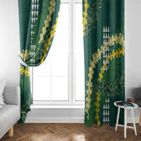Hawaii Aloha Kakau Window Curtain Green Puakenikeni and Maile Lei Twist LT7 - Polynesian Pride