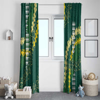 Hawaii Aloha Kakau Window Curtain Green Puakenikeni and Maile Lei Twist LT7 - Polynesian Pride